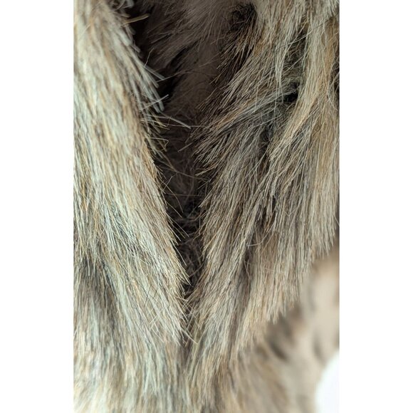 Vintage 80s Faux Fur Coat L Large White Spotted Lynx Animal Print Snow Leopard - Picture 4 of 7